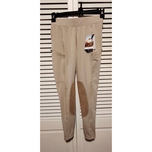 NWT Willit Girls Beige Equestrian Riding Pants With Suede Knee Patches Medium - Picture 1 of 6